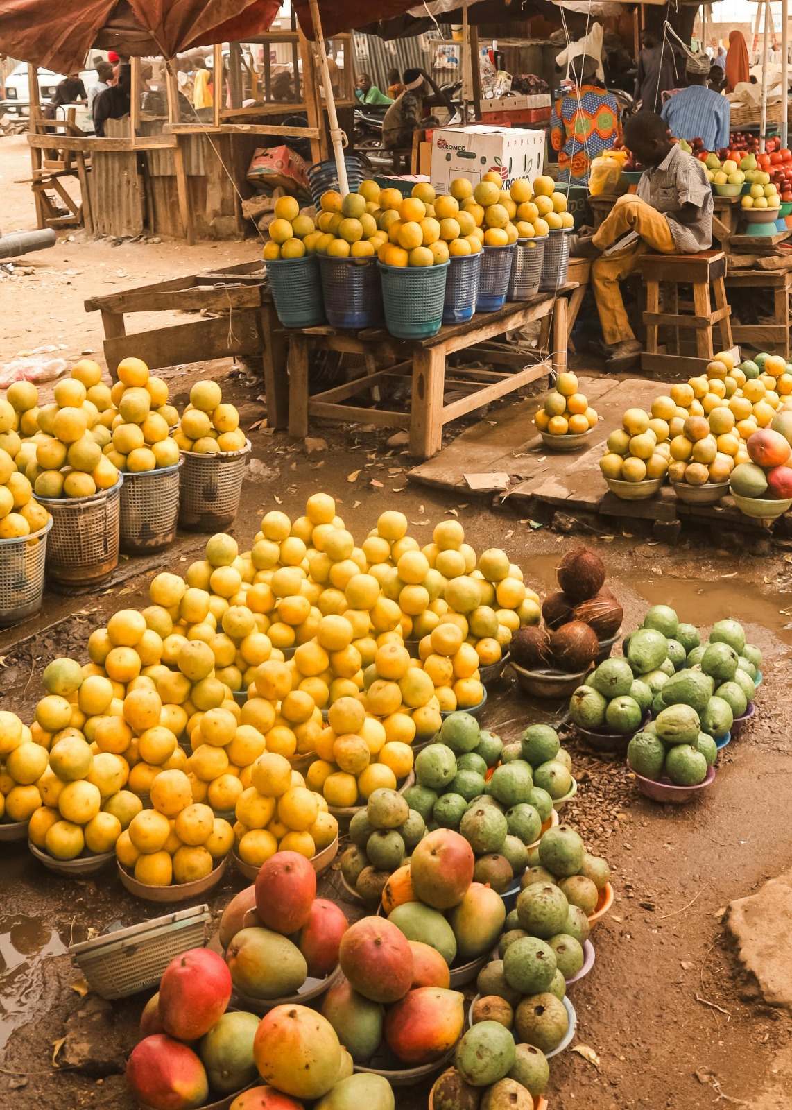 Market stall with goods where SokoSense runs via WhatsApp